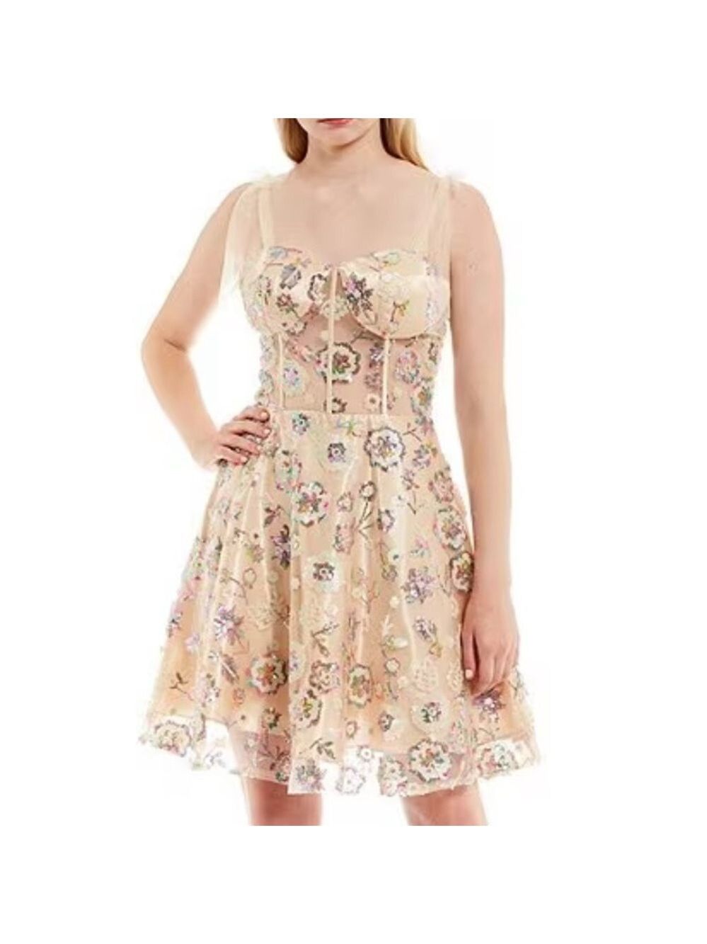 NWT $215 COYA Collection Juniors Multi-colored Sequin Dress